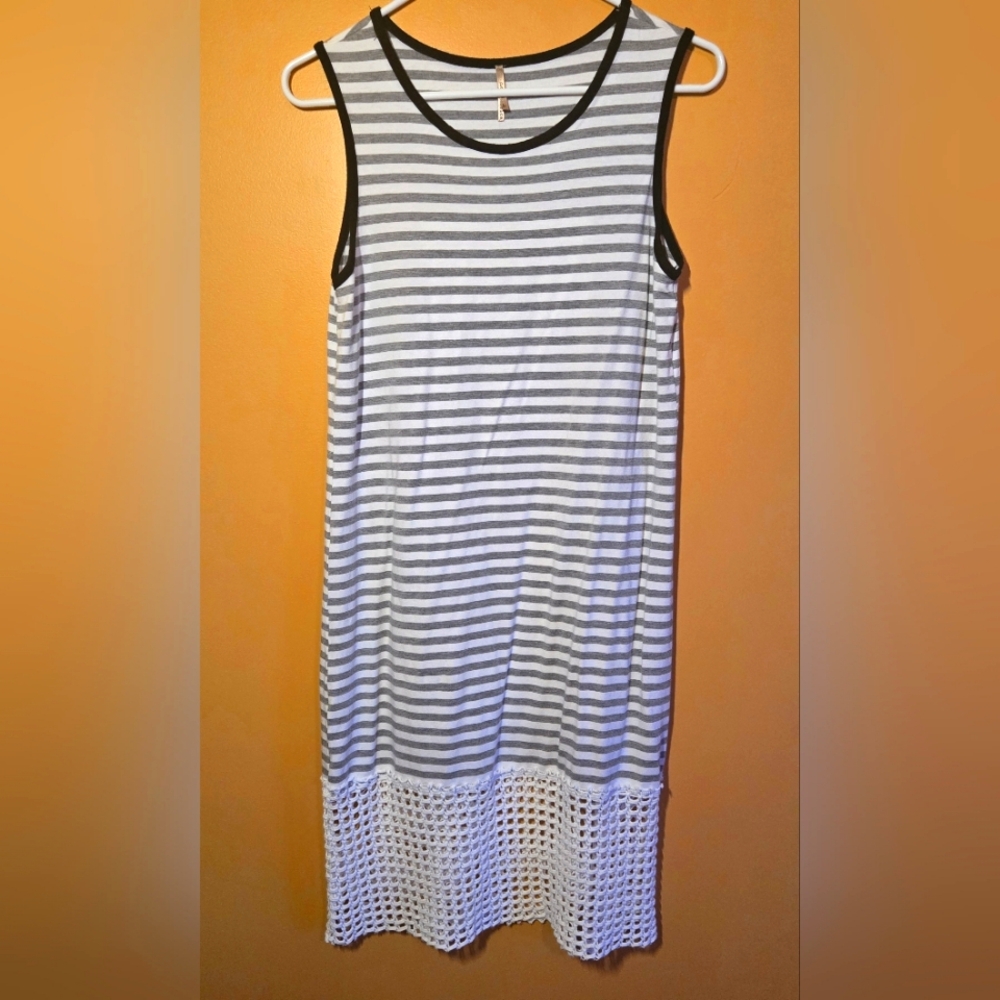 Pete Striped Tank Dress Knit Hem, PTP=16.5" With Stretch